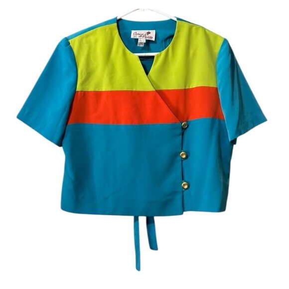 Caron Chicago Women Petite Size 10 Button Top Shoulder Pads Vintage USA MADE - Picture 1 of 9